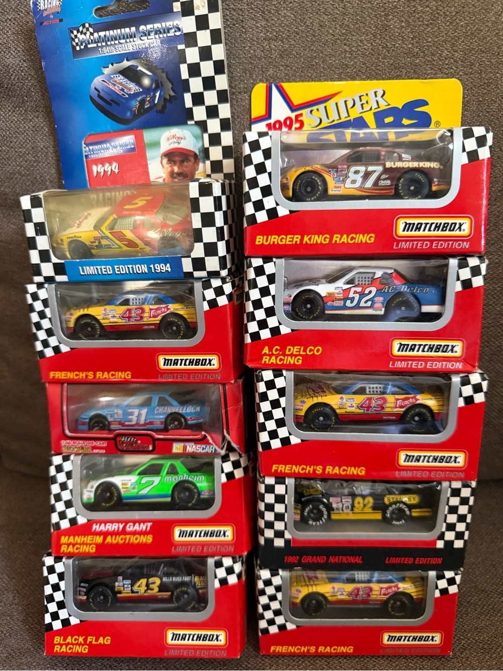 Lot 10 Matchbox NASCAR Super Stars All Different Brand New 1994 Series